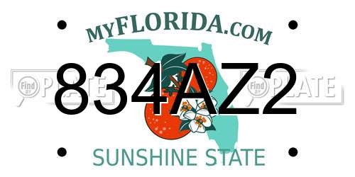 834AZ2 Florida License Plate