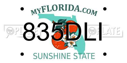 835DLI Florida License Plate
