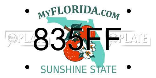 835FF Florida License Plate