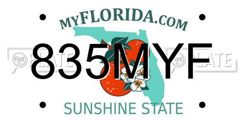 835MYF Florida License Plate