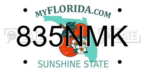 835NMK Florida License Plate