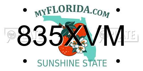 835XVM Florida License Plate