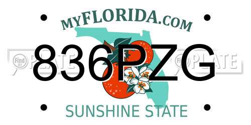 836PZG Florida License Plate