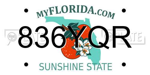 836YQR Florida License Plate