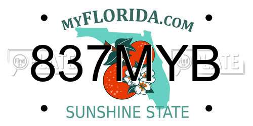 837MYB Florida License Plate