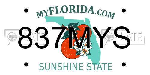 837MYS Florida License Plate