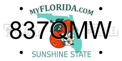 837QMW Florida License Plate
