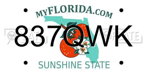 837QWK Florida License Plate