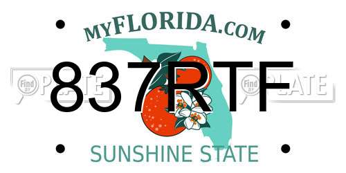 837RTF Florida License Plate