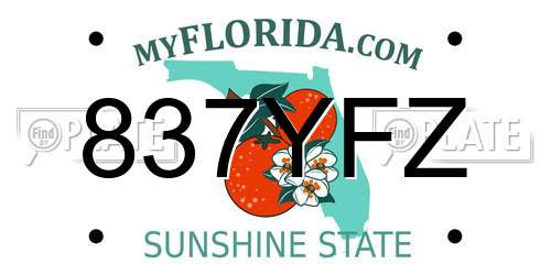 837YFZ Florida License Plate
