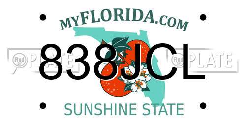838JCL Florida License Plate