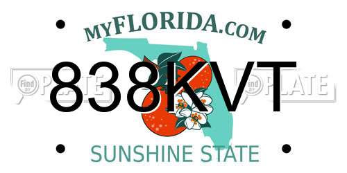 838KVT Florida License Plate