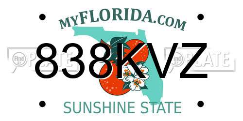 838KVZ Florida License Plate