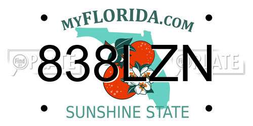838LZN Florida License Plate