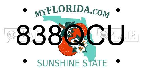 838QCU Florida License Plate
