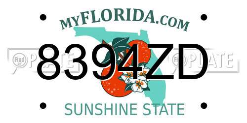 8394ZD Florida License Plate