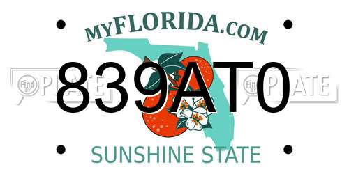 839AT0 Florida License Plate