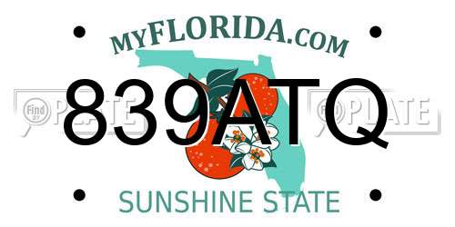 839ATQ Florida License Plate