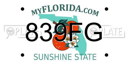 839FG Florida License Plate