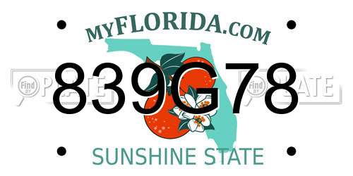 839G78 Florida License Plate