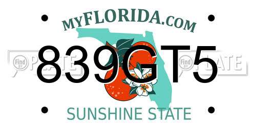 839GT5 Florida License Plate