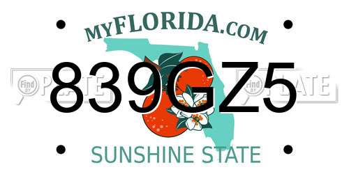 839GZ5 Florida License Plate