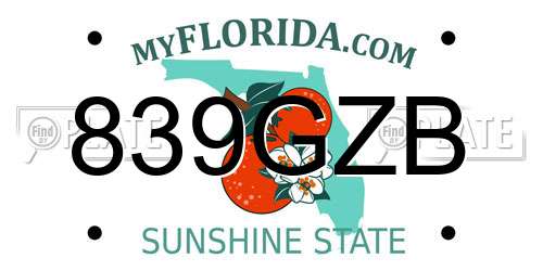 839GZB Florida License Plate