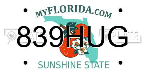 839HUG Florida License Plate