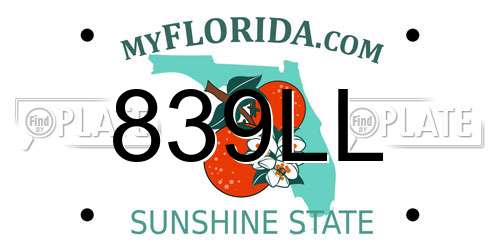 839LL Florida License Plate