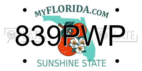839PWP Florida License Plate
