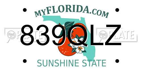 839QLZ Florida License Plate