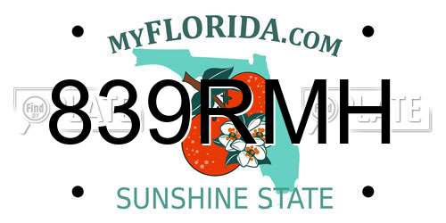 839RMH Florida License Plate