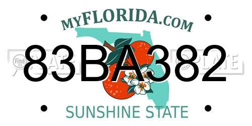 83BA382 Florida License Plate