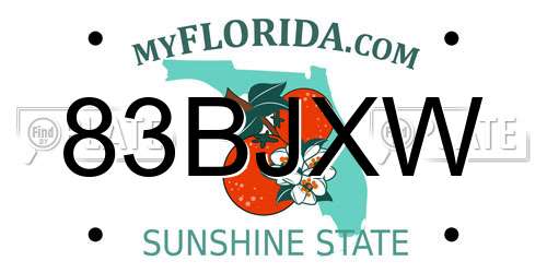 83BJXW Florida License Plate