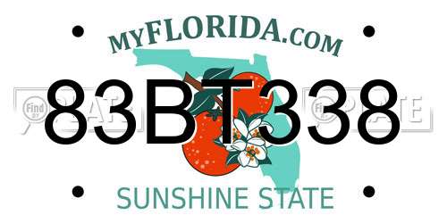 83BT338 Florida License Plate