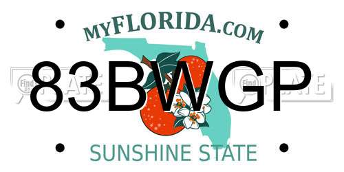 83BWGP Florida License Plate