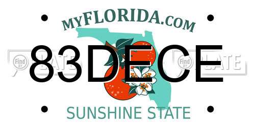83DECE Florida License Plate