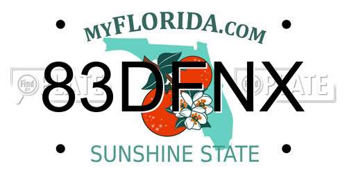83DFNX Florida License Plate