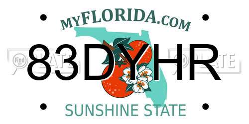83DYHR Florida License Plate