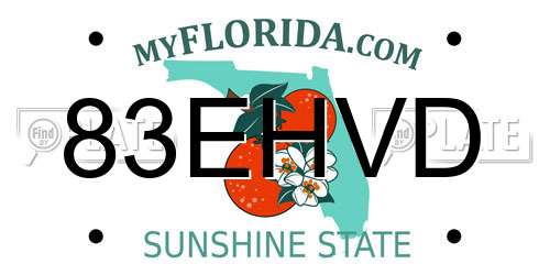 83EHVD Florida License Plate