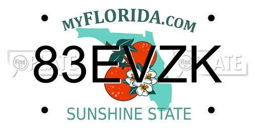 83EVZK Florida License Plate