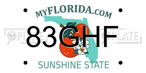 83GHF Florida License Plate