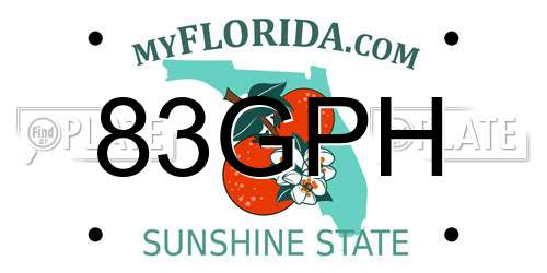 83GPH Florida License Plate