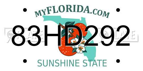 83HD292 Florida License Plate