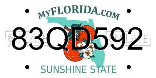 83QD592 Florida License Plate
