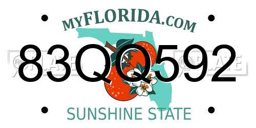 83QQ592 Florida License Plate