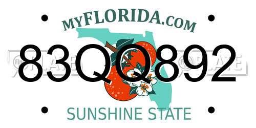 83QQ892 Florida License Plate
