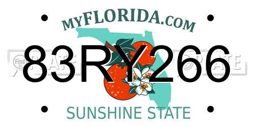83RY266 Florida License Plate