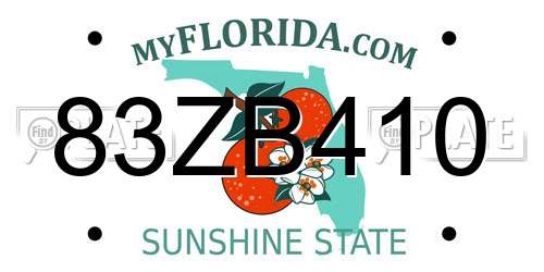 83ZB410 Florida License Plate