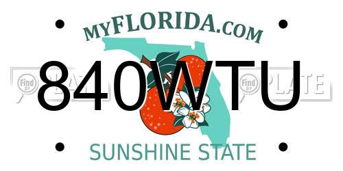 840WTU Florida License Plate
